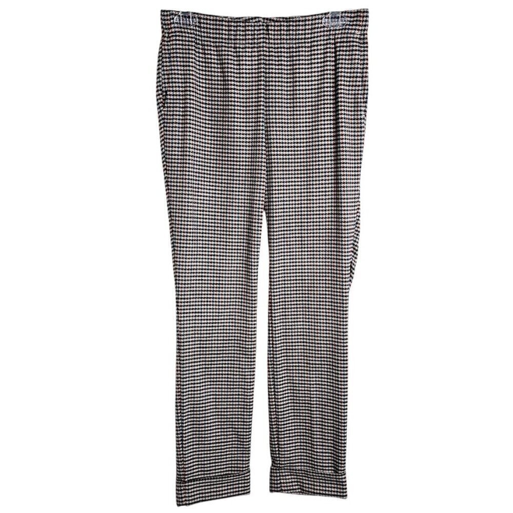 J. JILL Pull On Pants size 4 MULTICOLOR Houndstooth Plaid Preppy Chino Cuffed